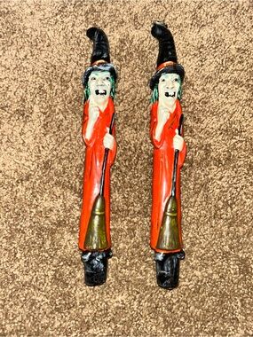 Vintage 10" Set of 2 Halloween Witch Tapered Candles Robert Alan Candle Co.